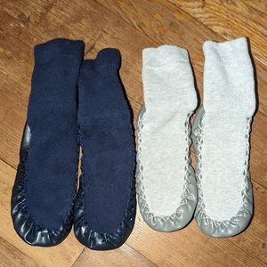 2 pairs 10-12 Hanna Andersson Kids Swedish Slipper Socks Moccasins